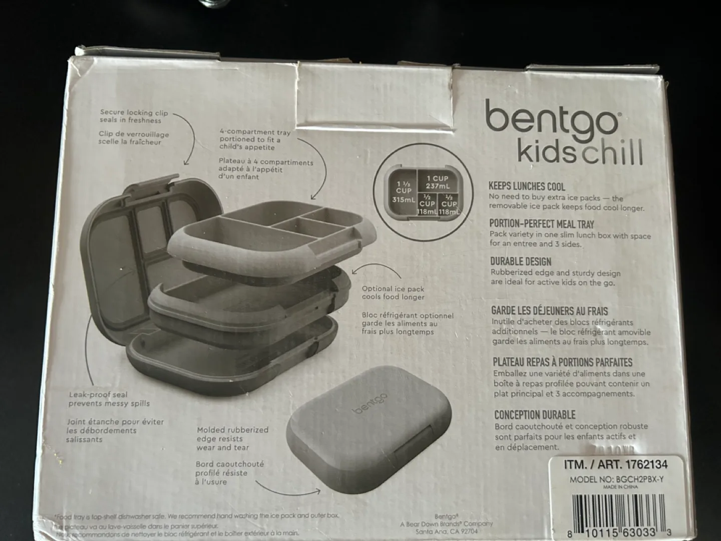 New Bentgo Kids Leakproof Lunch Box + Removable Ice Pack - Grey image indicator(9)