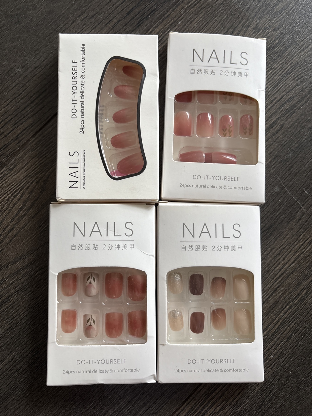 Four boxes of 24pcs press-on nails