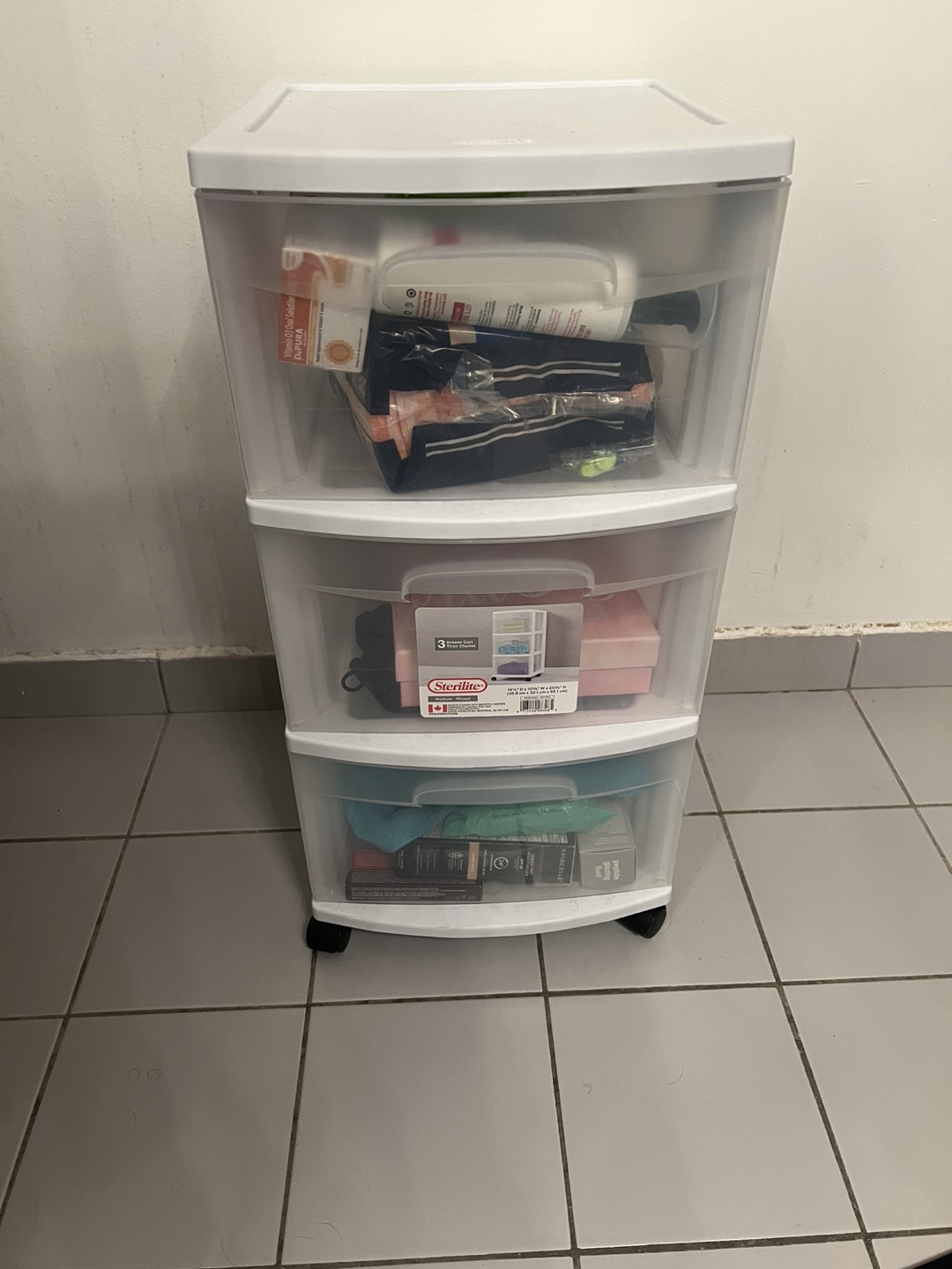 Sterilite 3-Drawer Rolling Cart
