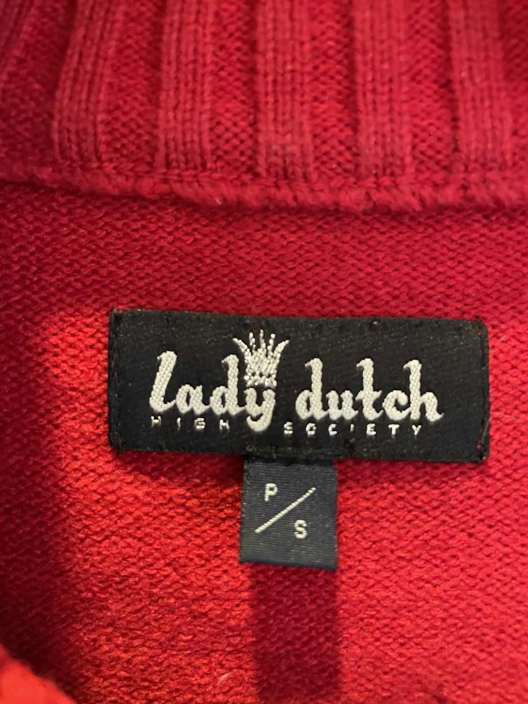 Lady Dutch Red Knit Zip-Up Sweater - Size S - photo 4
