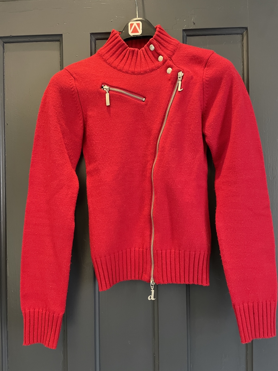 Lady Dutch Red Knit Zip-Up Sweater - Size S