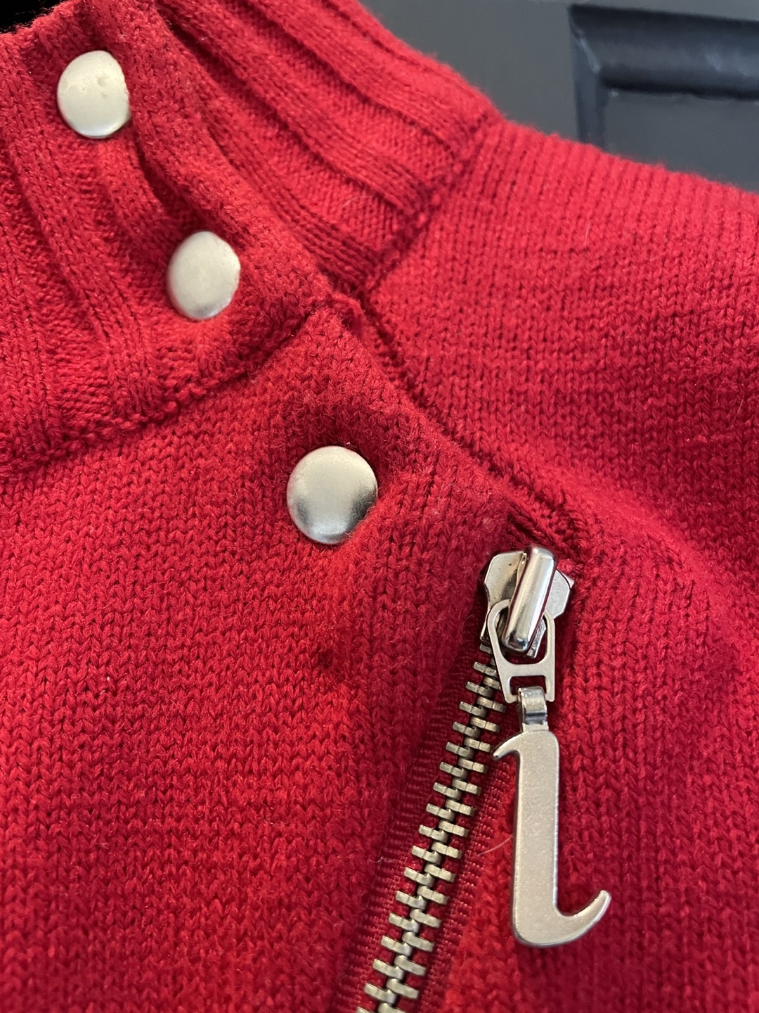 Lady Dutch Red Knit Zip-Up Sweater - Size S - photo 2