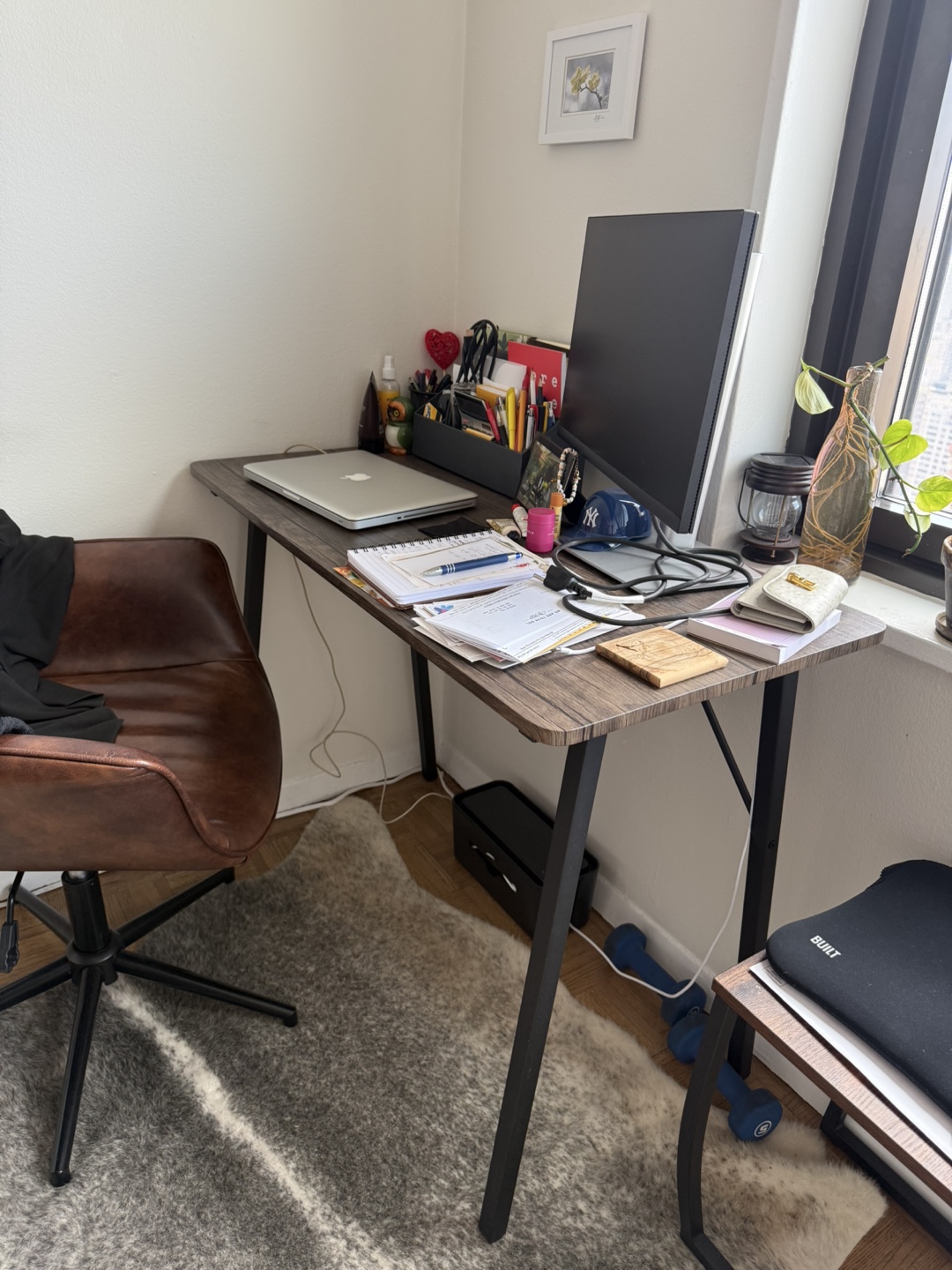 Small Home Office Desk with Metal Legs