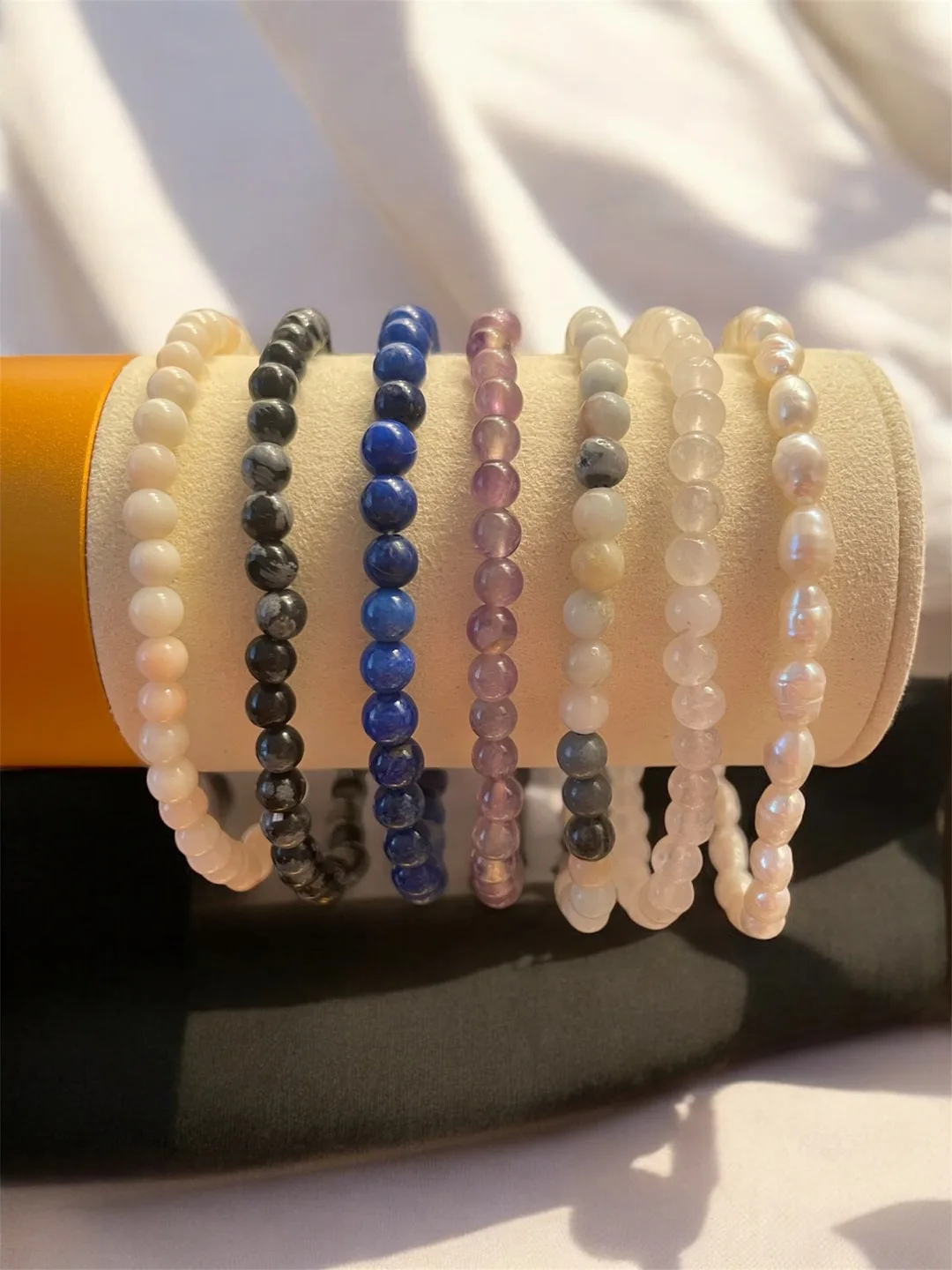 Set of 7 semi gem Beaded Bracelets thumbnail