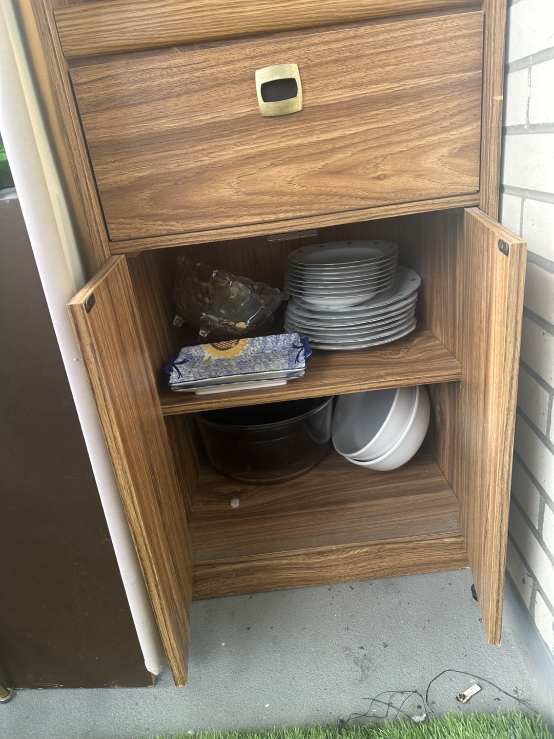 Wooden Storage Cabinet with Shelves and drawer - photo 3
