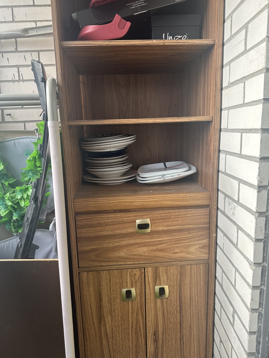 Wooden Storage Cabinet with Shelves and drawer