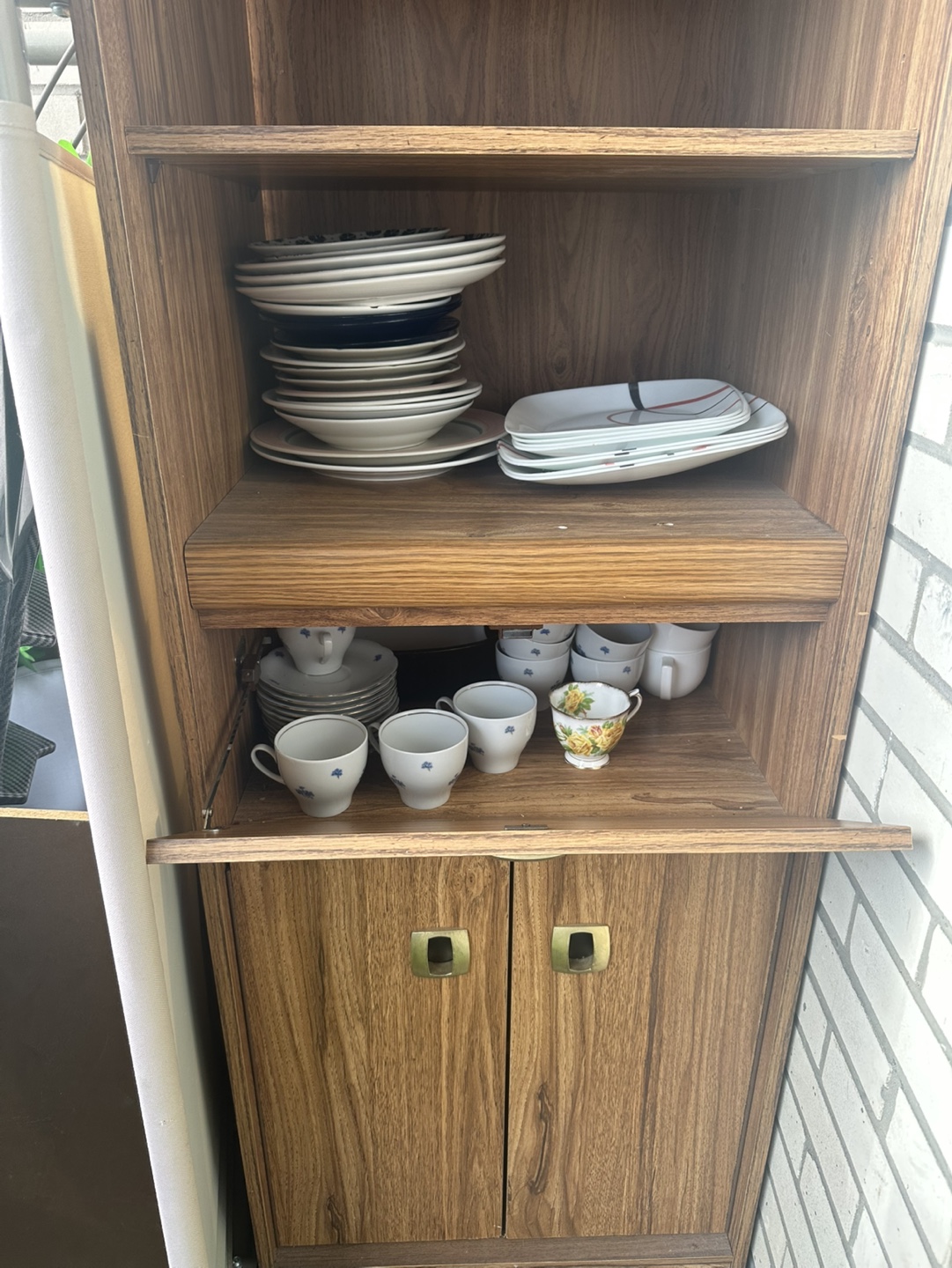 Wooden Storage Cabinet with Shelves and drawer - photo 2