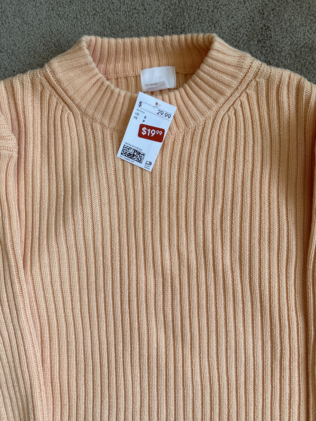 Peach-coloured ribbed cropped sweater - photo 2