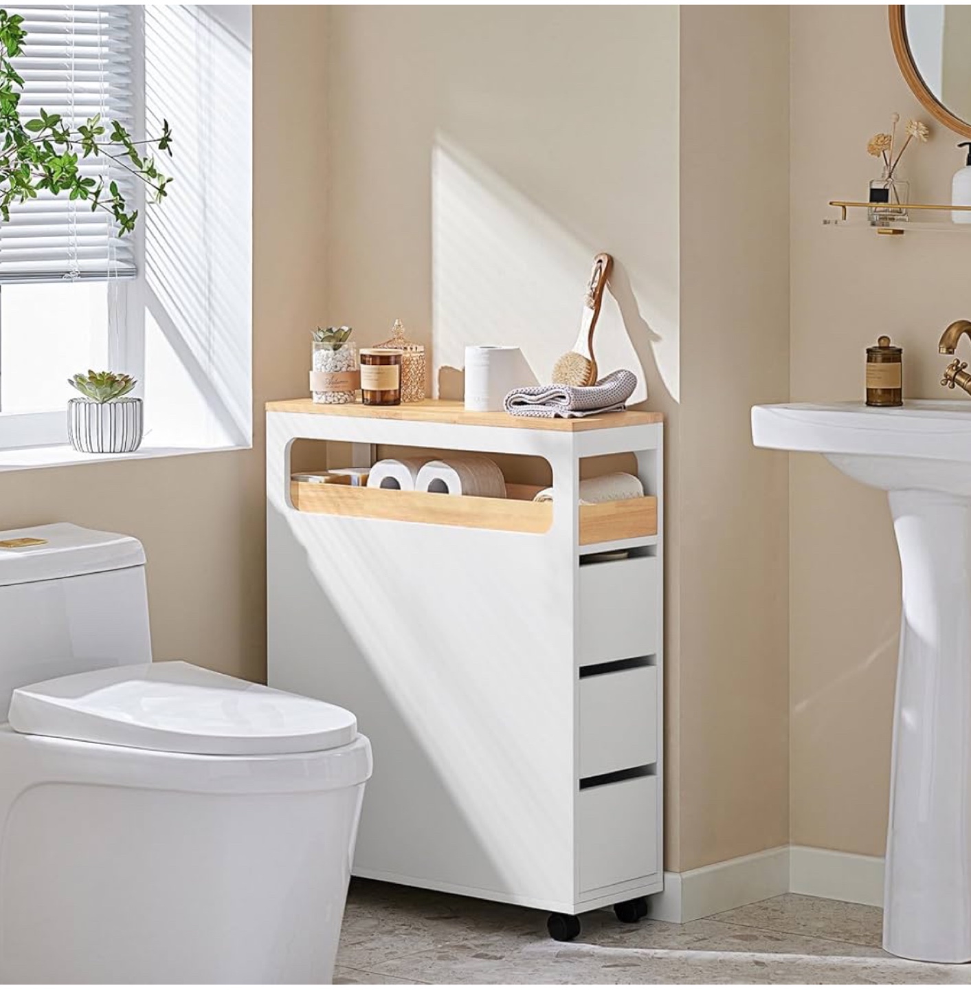 New SoBuy Bathroom Cabinet with Storage and Wheels