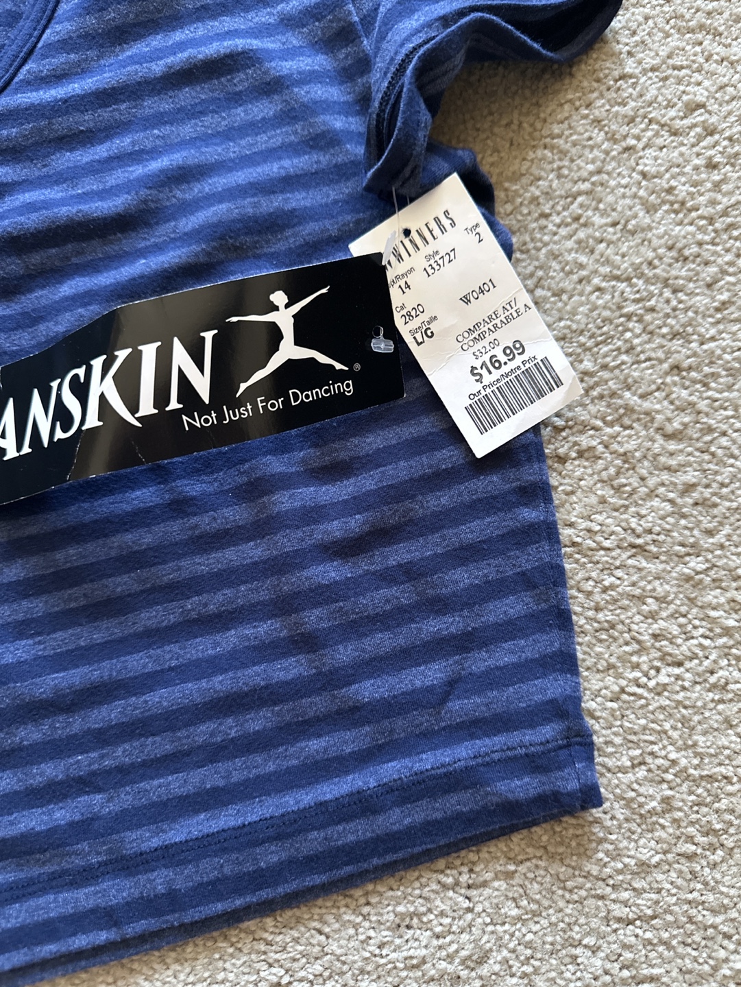 Danskin Women's V-Neck Striped Short Sleeve Crop Top - photo 2