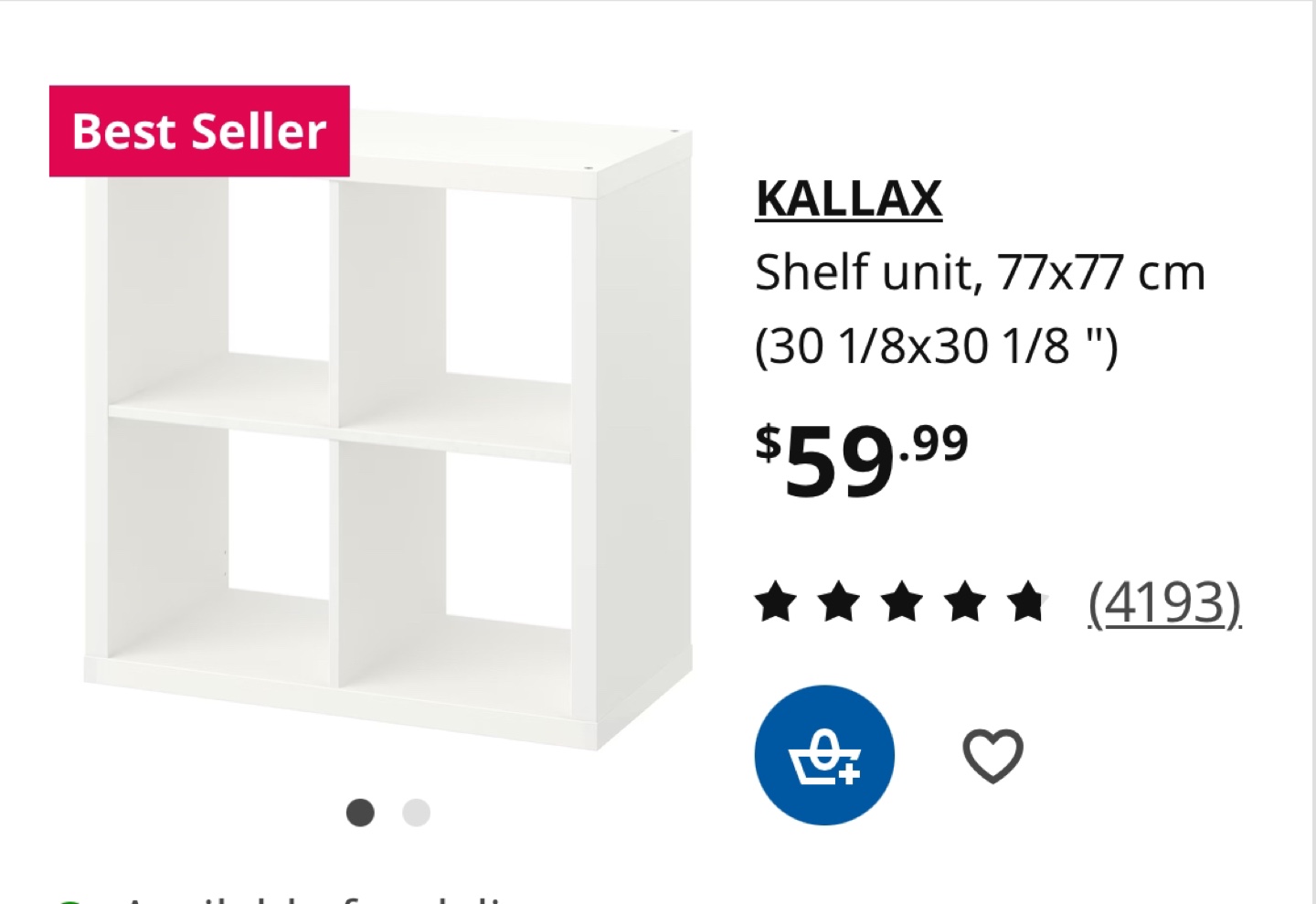 IKEA KALLAX 4-cube shelving unit