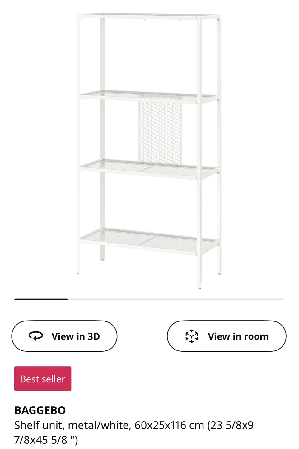 IKEA BAGGEBO White Metal Shelf Unit - photo 5