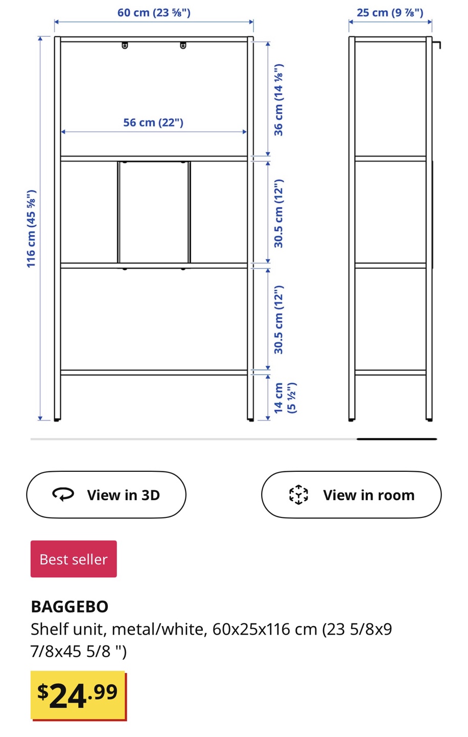 IKEA BAGGEBO White Metal Shelf Unit - photo 2