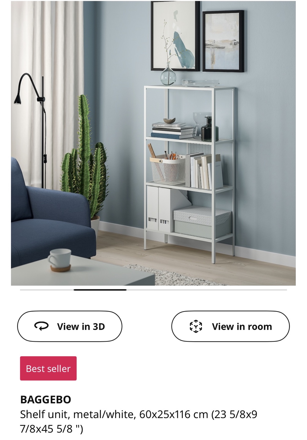 IKEA BAGGEBO White Metal Shelf Unit