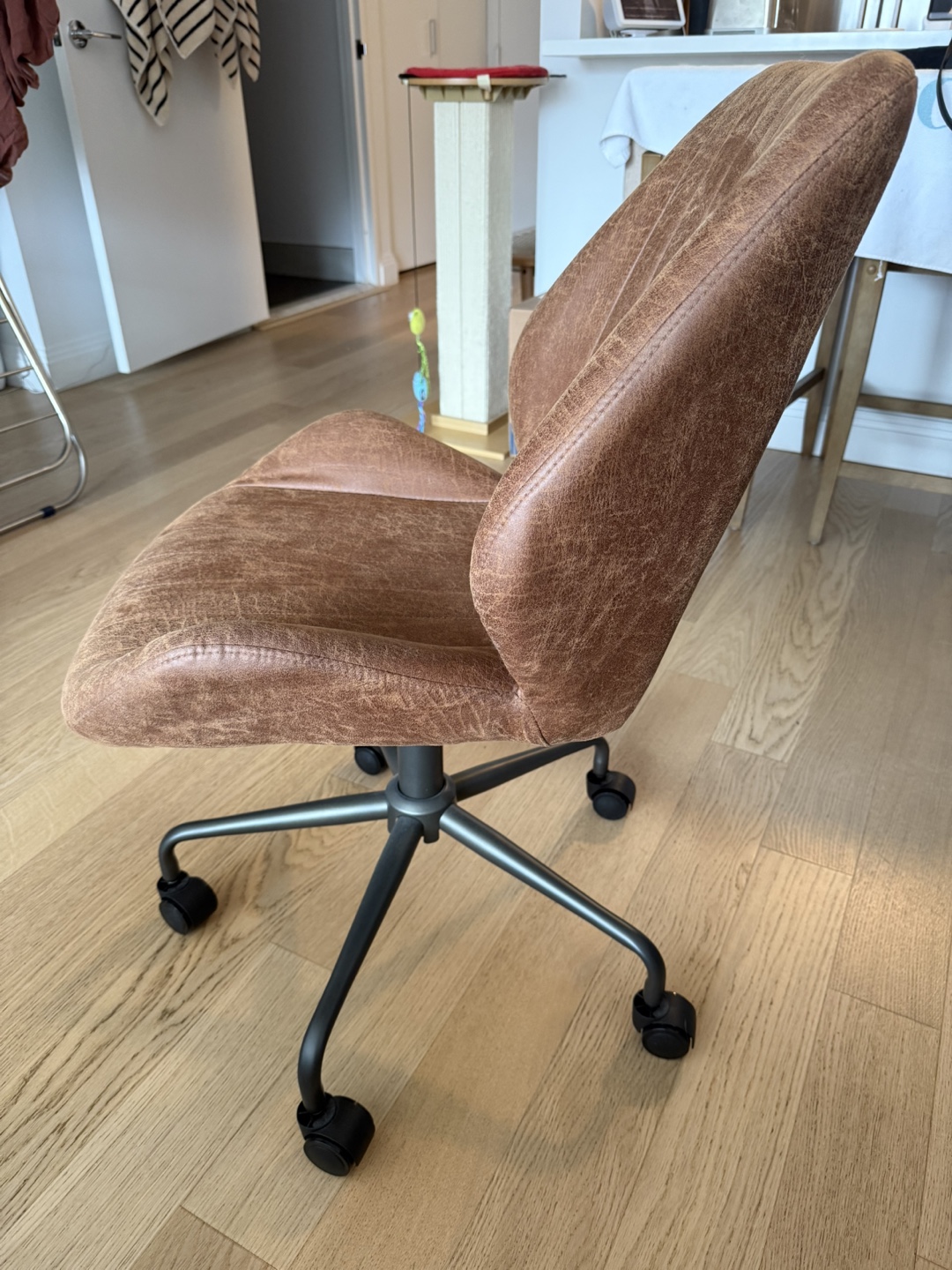 Ovios Brown Faux Leather Office Chair with Wheels - photo 2