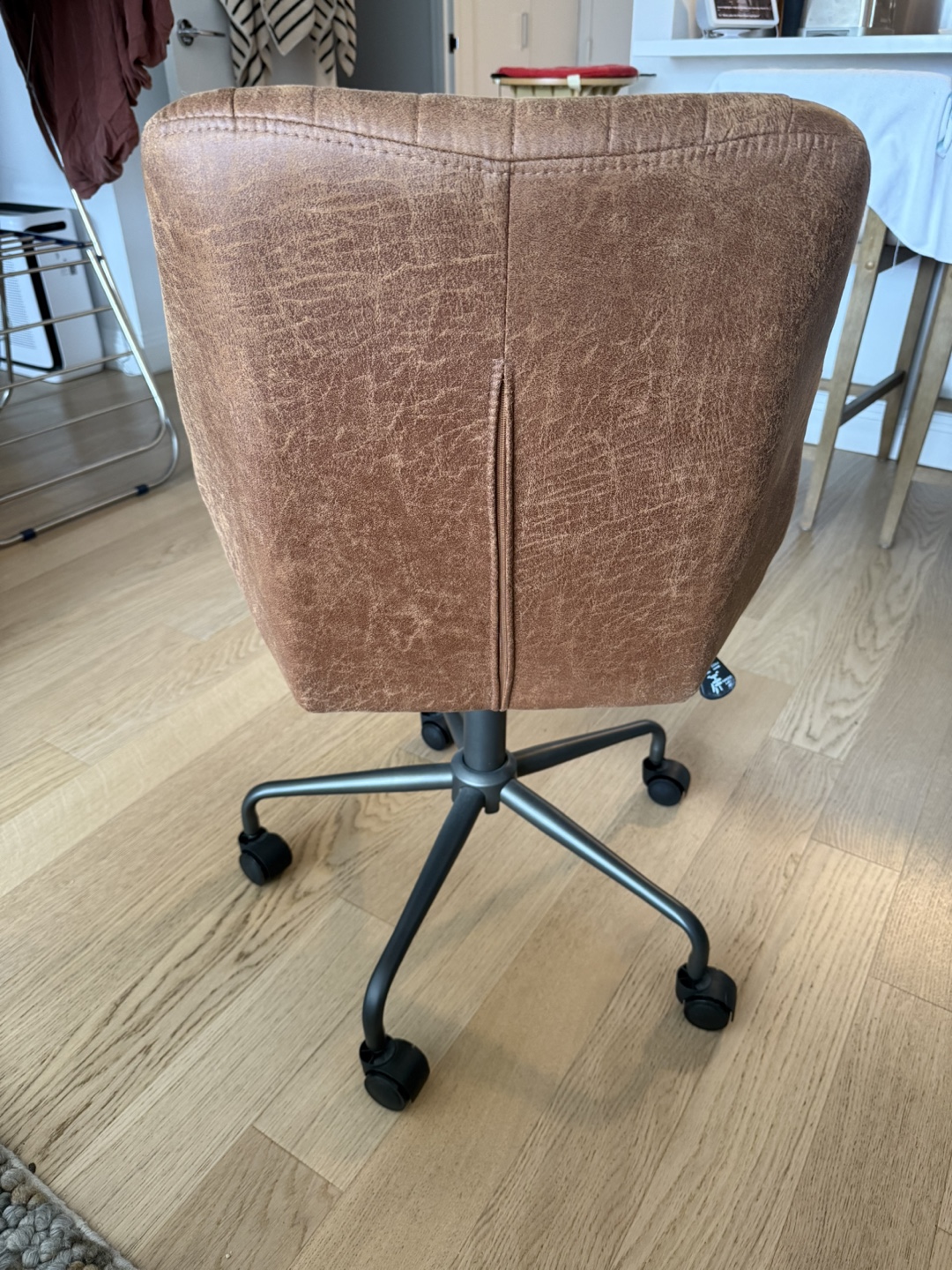 Ovios Brown Faux Leather Office Chair with Wheels - photo 3