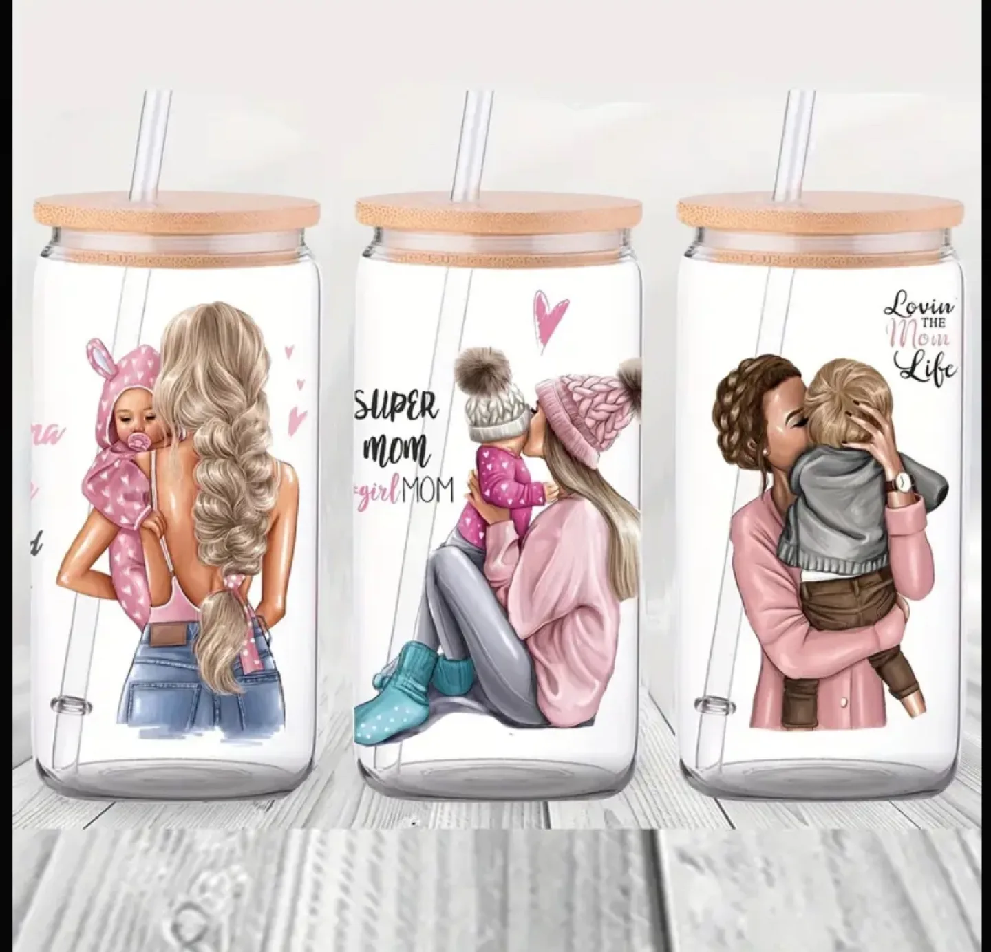 Mom and Me mason jar tumblers with straws image indicator(2)