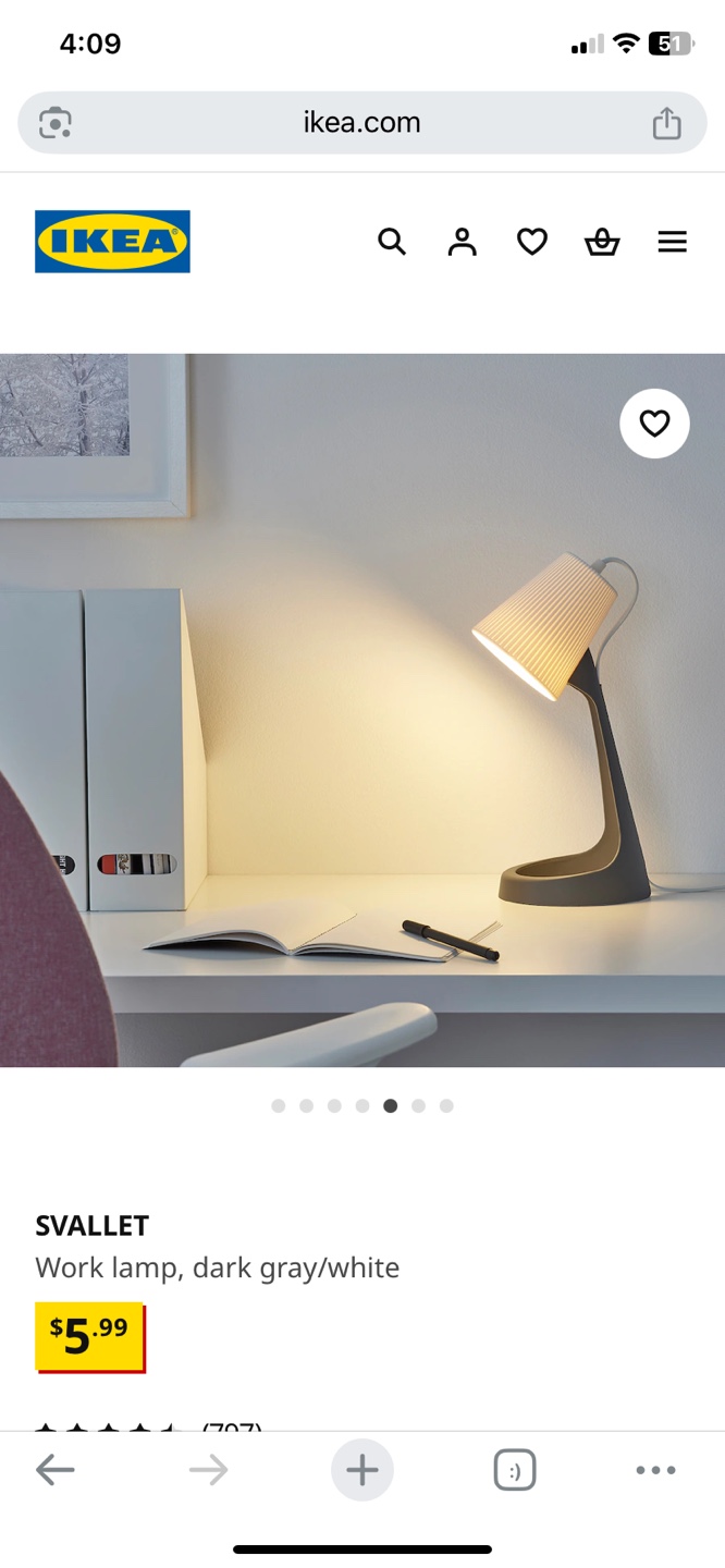 IKEA SVALLLET Work Lamp - Dark Gray/White