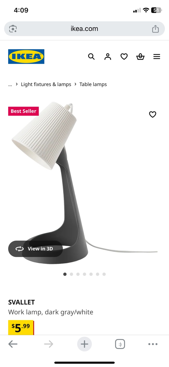 IKEA SVALLLET Work Lamp - Dark Gray/White - photo 2