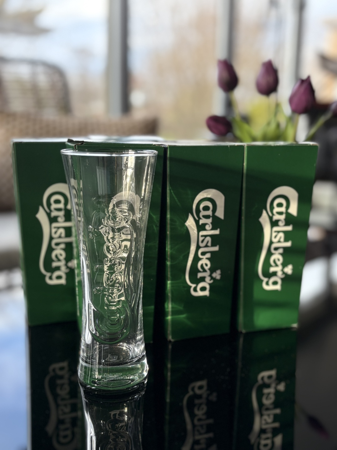 Set of Six Carlsberg Beer Glasses in Original Boxes