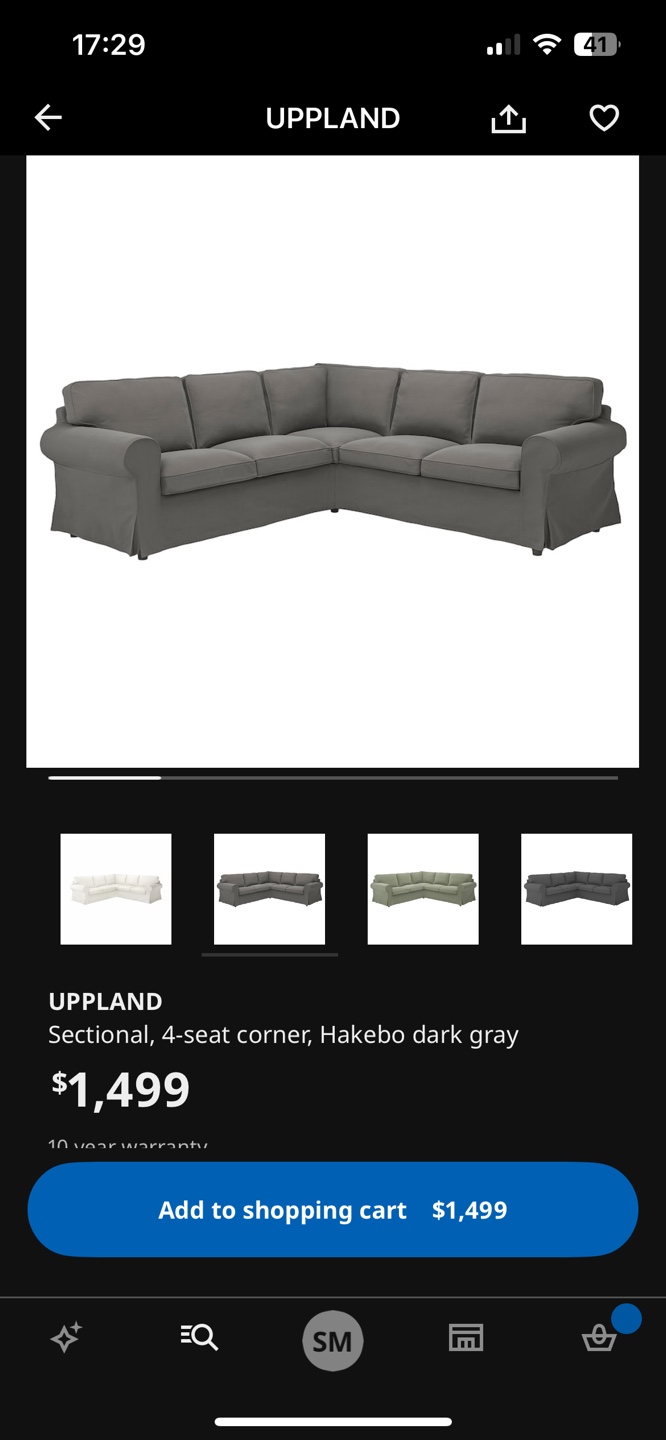 IKEA UPPPlAND Sectional Sofa - Hakebo Dark Gray