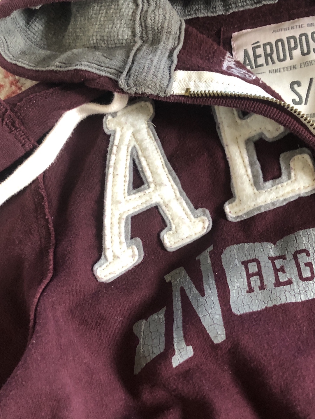 Aeropostale Burgundy Zip-Up Hoodie S/P - photo 2