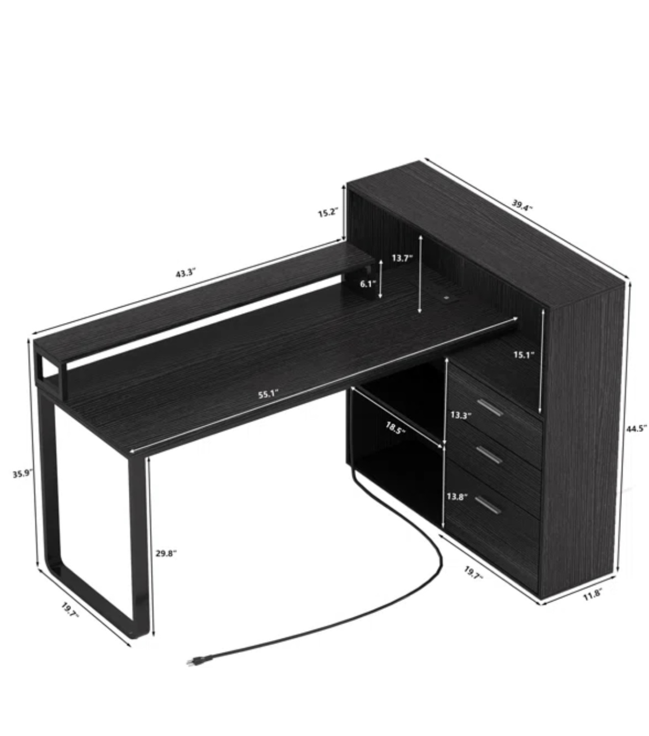 L-Shaped Computer Desk with Storage - photo 2