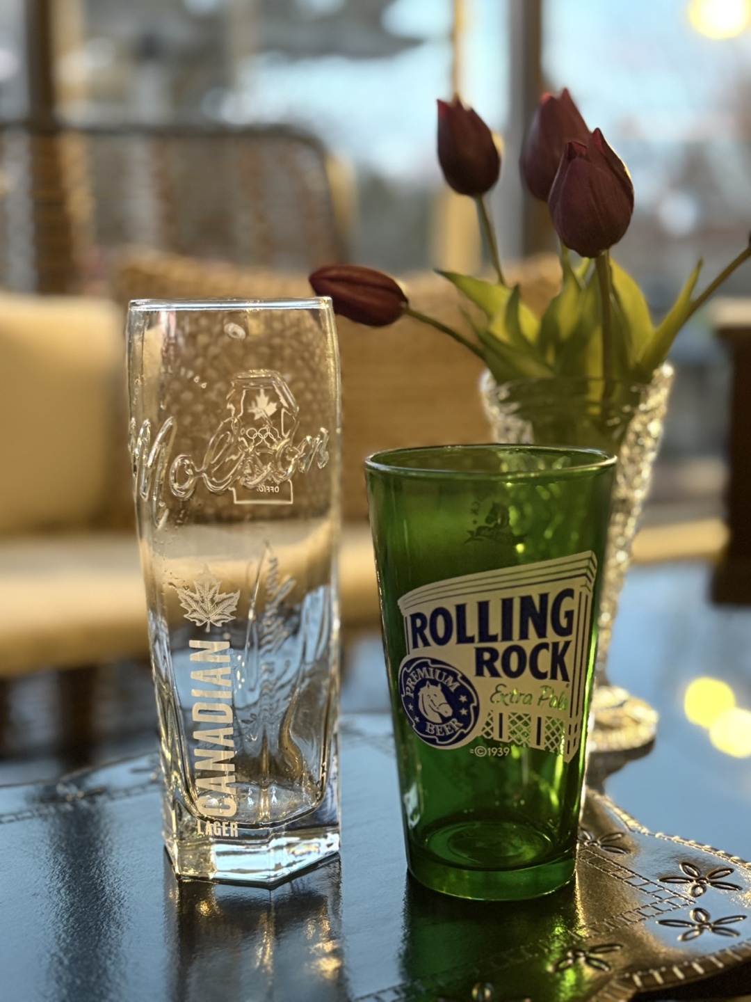 Molson Canadian & Rolling Rock Beer Glasses
