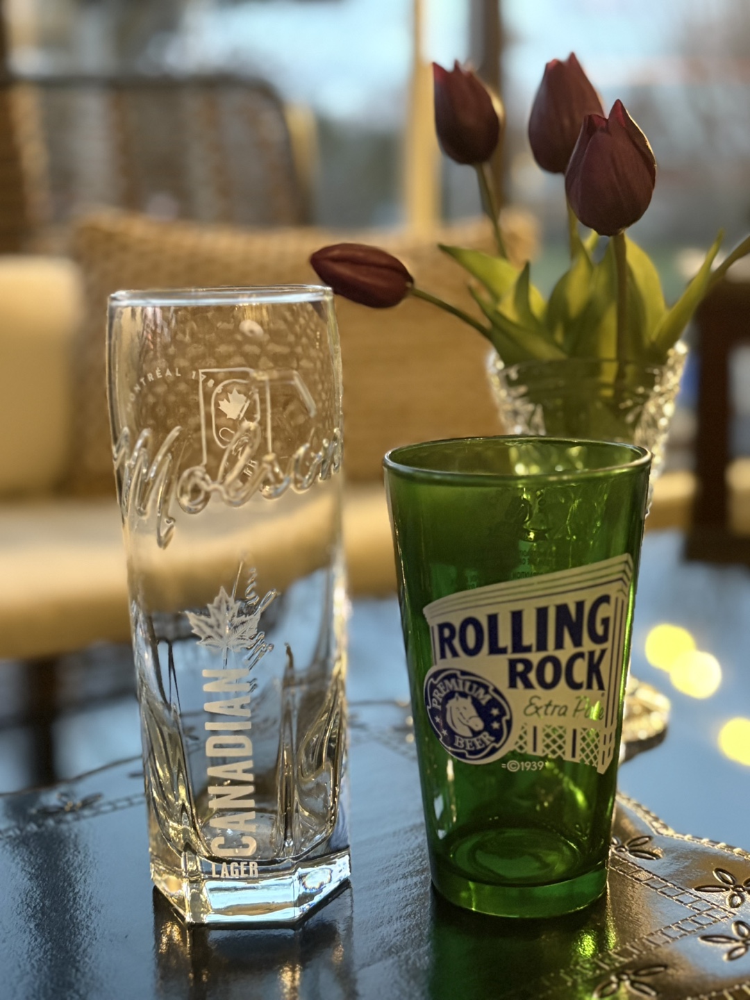 Molson Canadian & Rolling Rock Beer Glasses - photo 2