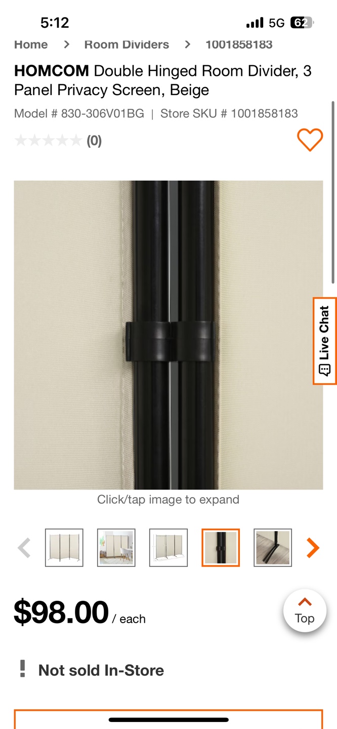 3-Panel Room Divider, Beige - photo 3