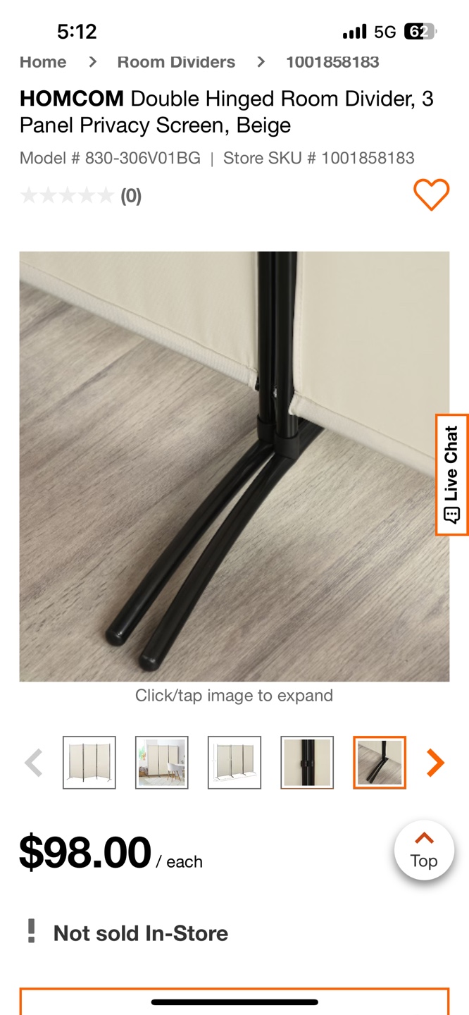 3-Panel Room Divider, Beige - photo 4
