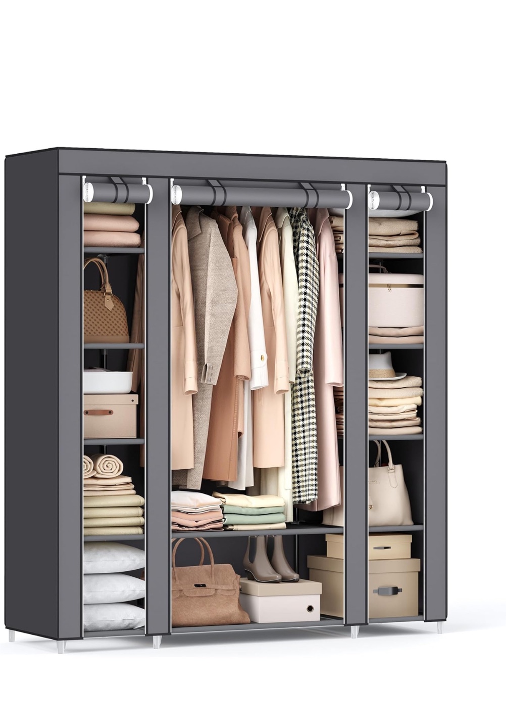 Triple Section Fabric Wardrobe