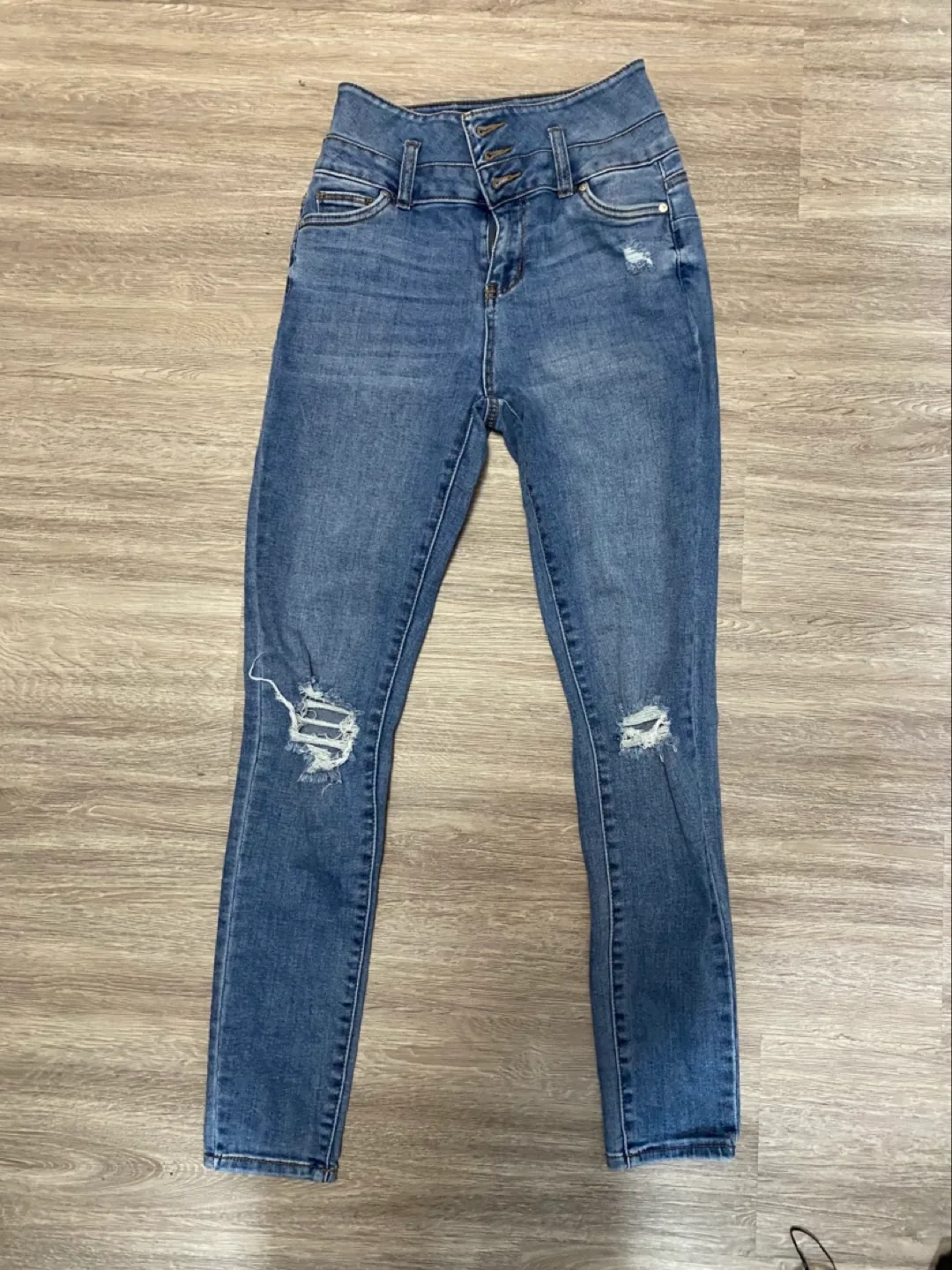 Women's Distressed High-Waisted Skinny Jeans thumbnail