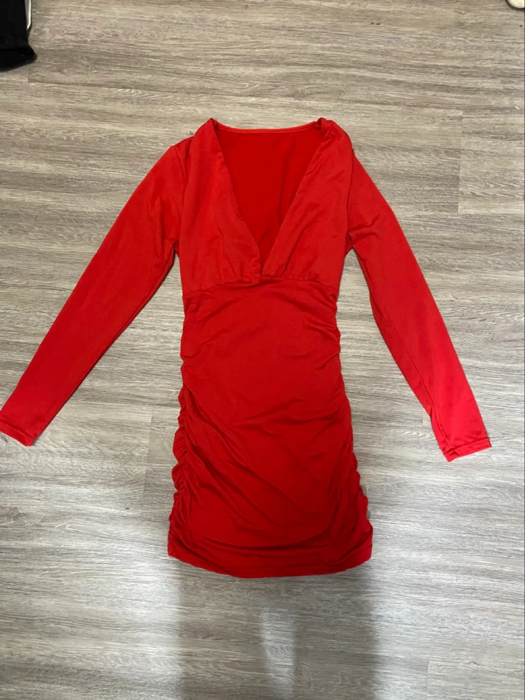 Red Ruched Mini Dress thumbnail