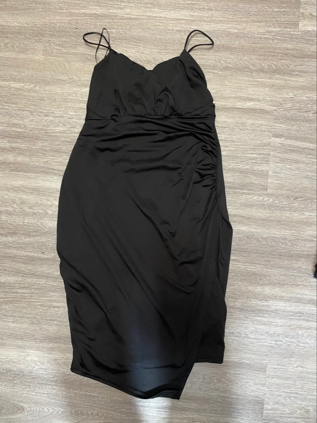 Black midi dress with side slit thumbnail