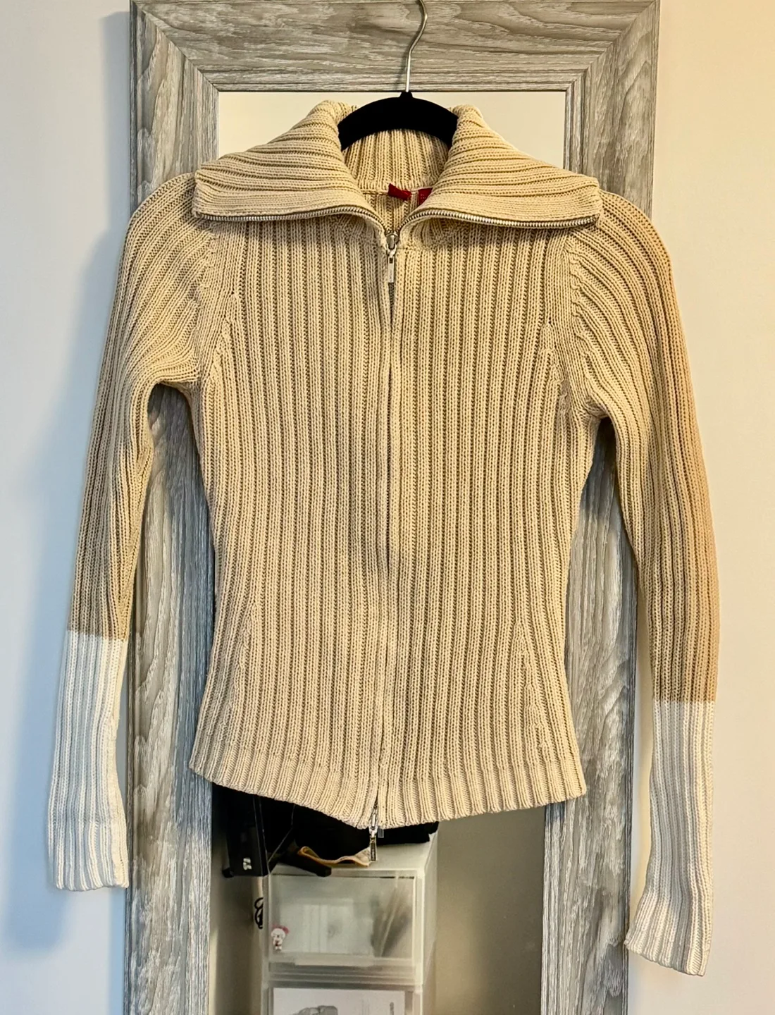 Esprit Women's Beige Knit Zip-Up Cardigan thumbnail