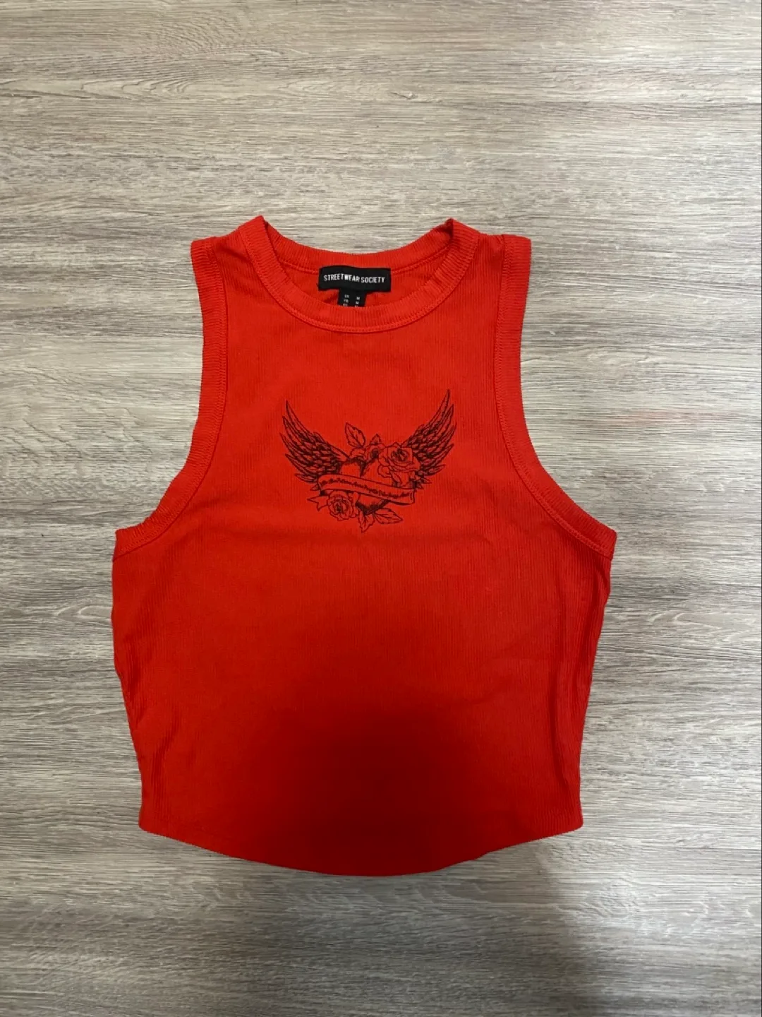 Streetwear Society Red Ribbed Crop Tank Top thumbnail
