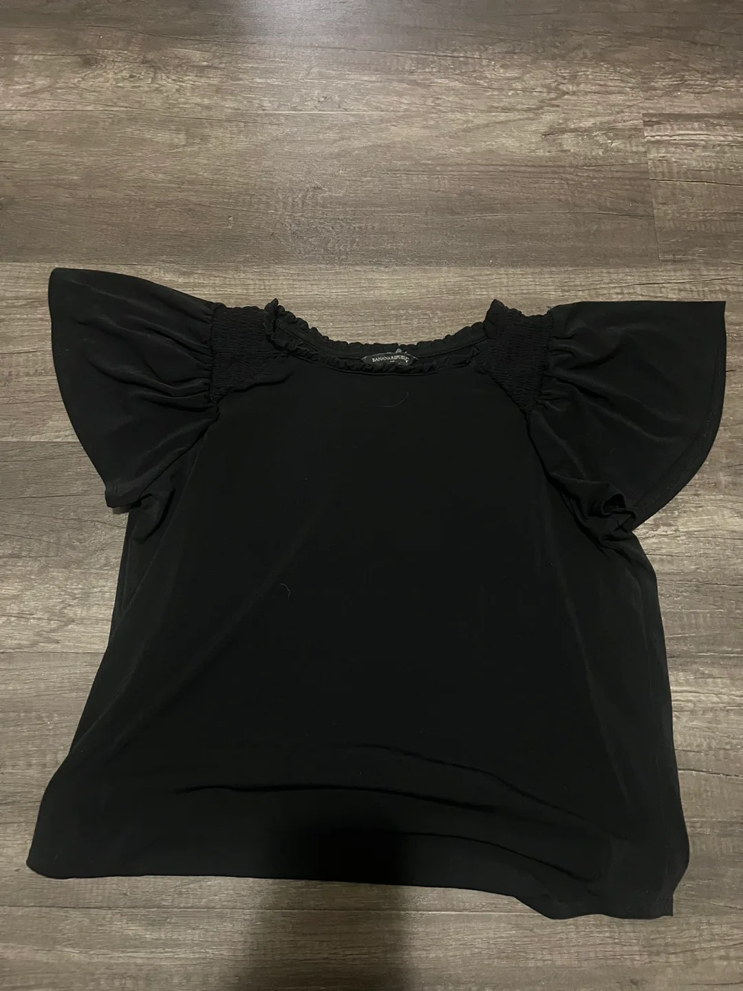 Banana Republic Black Flutter Sleeve Blouse thumbnail