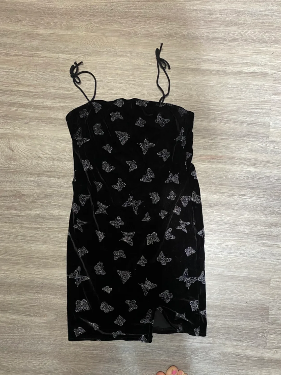 Black Velvet Butterfly Mini Dress thumbnail