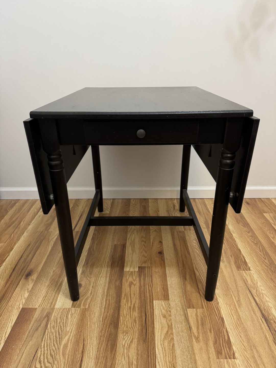 Black Drop Leaf Table with Drawer