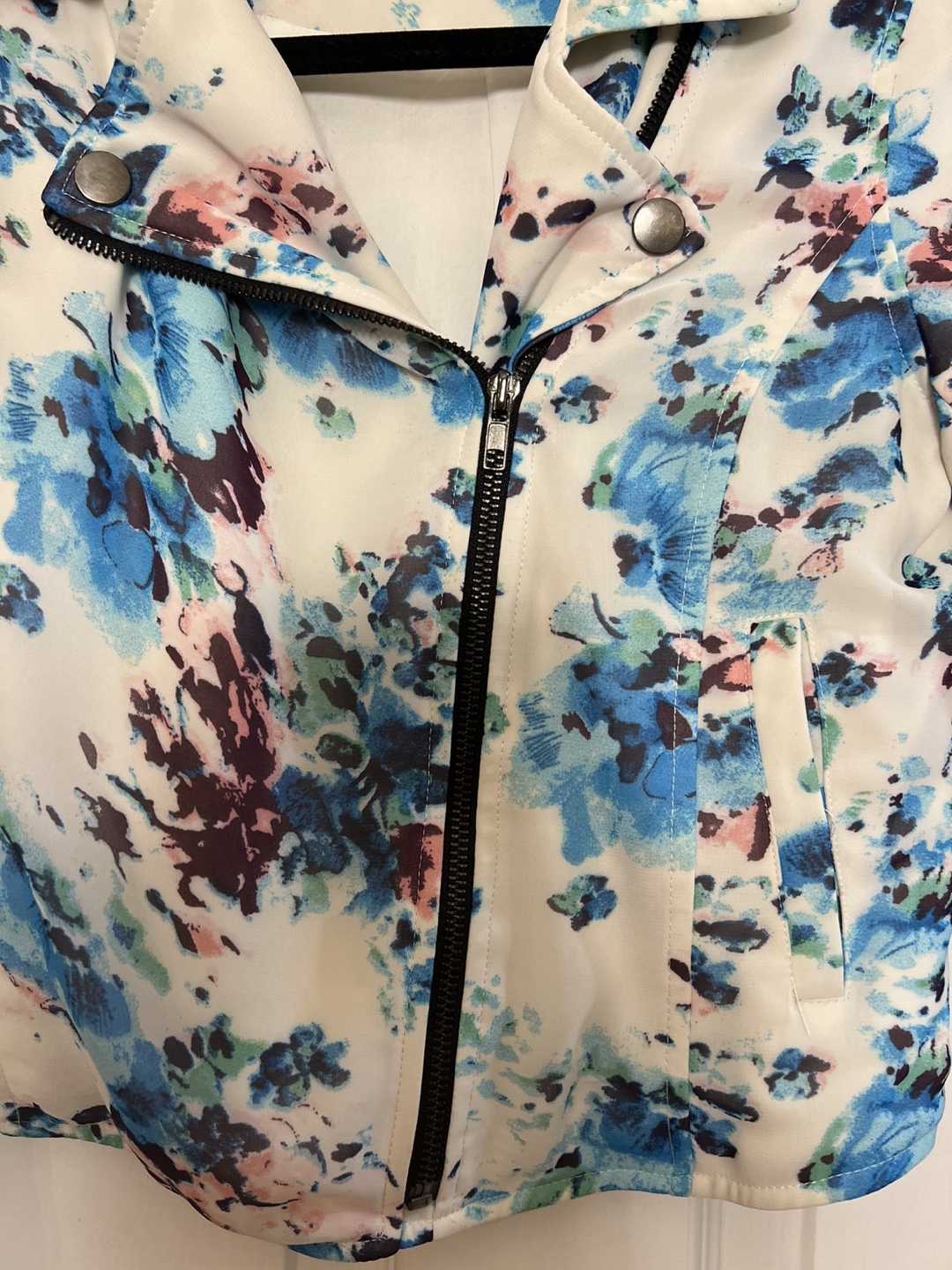 Nameless Brand Floral Print Moto Jacket - Size Small - photo 2