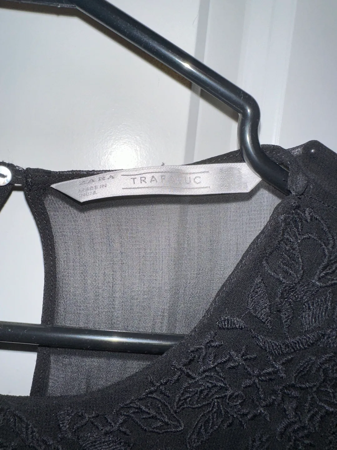 Zara Black sheer blouse with embroidery image indicator(2)