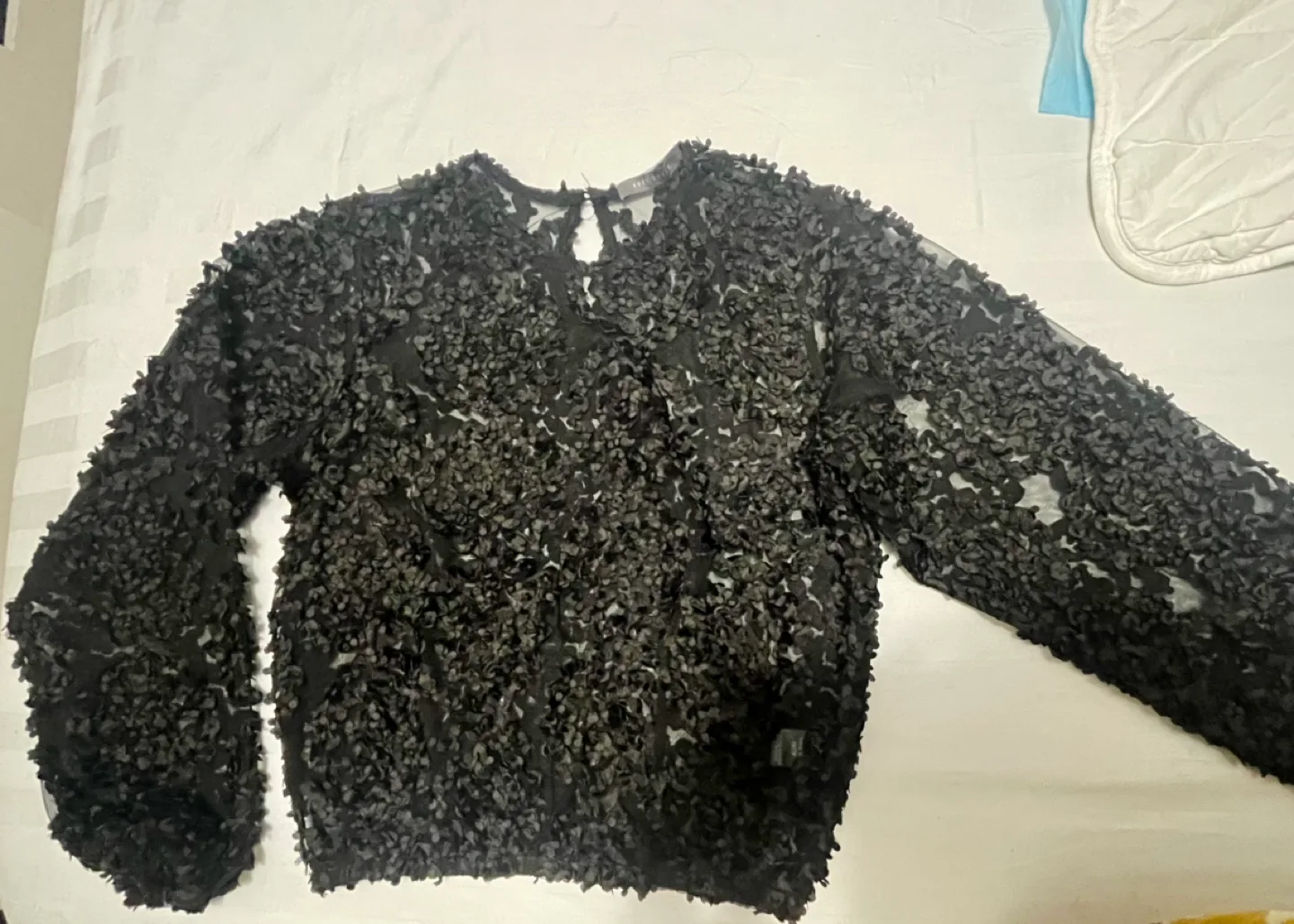 Suzy Shih Black Floral Mesh Blouse thumbnail