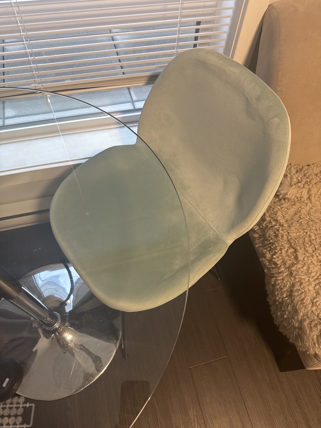 💚Light Teal Velvet Dining Chair with Black Legs