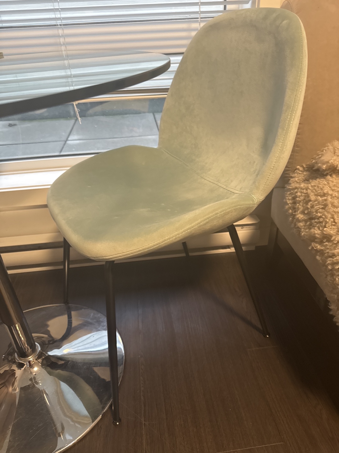 💚Light Teal Velvet Dining Chair with Black Legs - photo 2