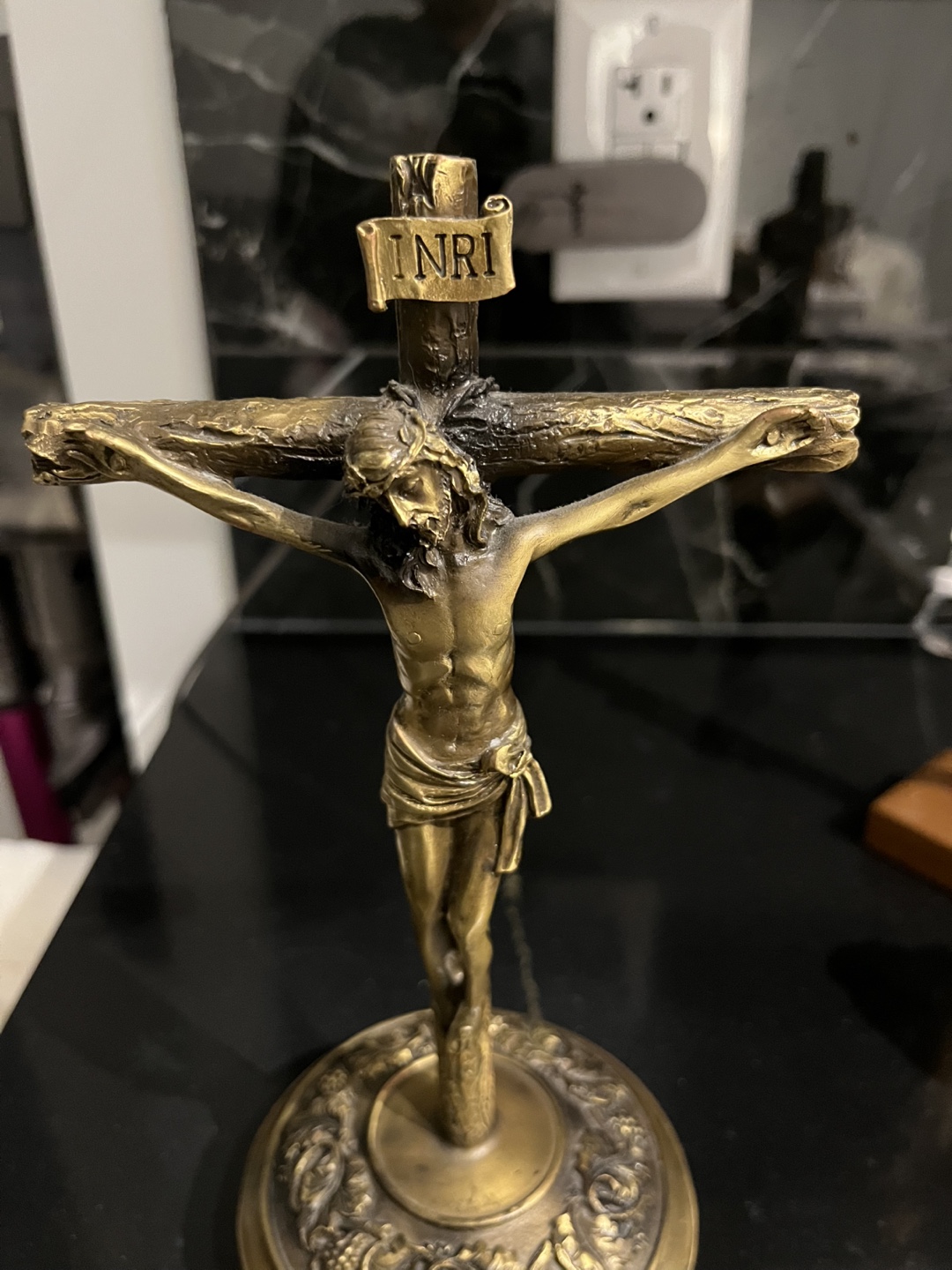 Vintage Brass Crucifix Statue - photo 2