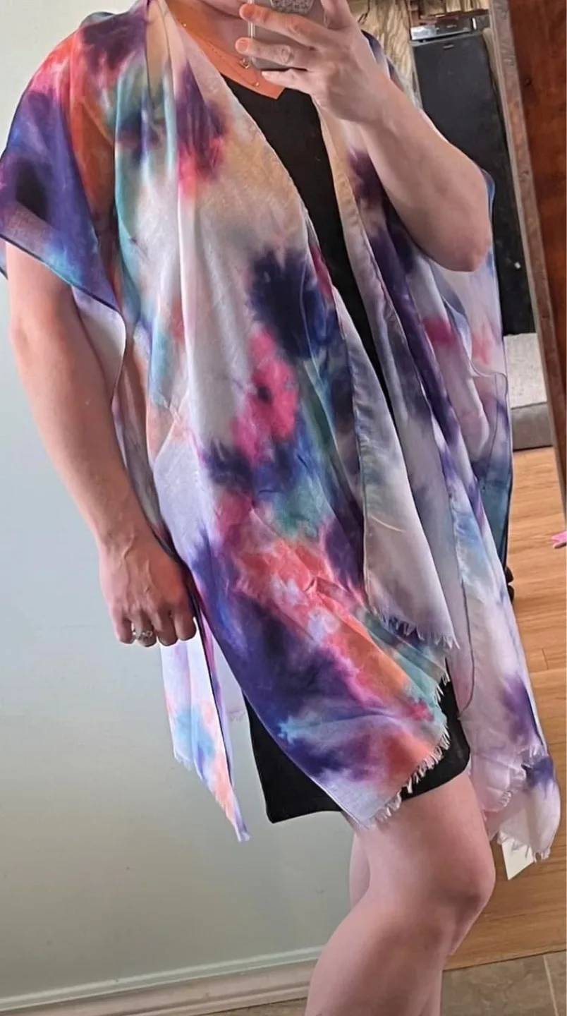 Women's Tie-Dye Kimono Cardigan - Various Colours image indicator(2)