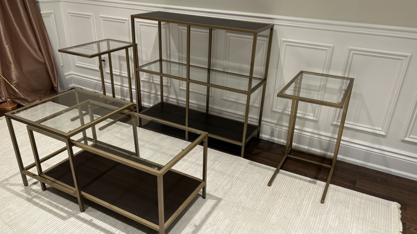 End tables, coffee tables and shelf set