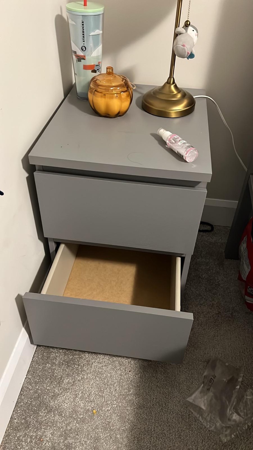 IKEA MALM Two-Drawer Nightstand - Grey - photo 2