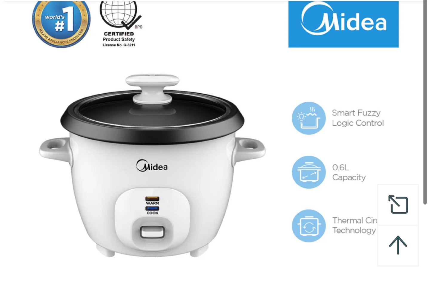 💚Midea 4.5L Rice Cooker - 2000 Series - MG-GP45B - photo 2